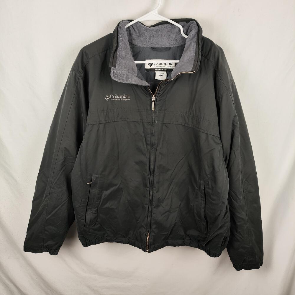 Columbia Jacket Mens Large Gray Full Zip Fleece Lined Insulated Windbreaker